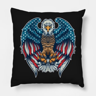 American Flag Angry Bald Eagle Pillow