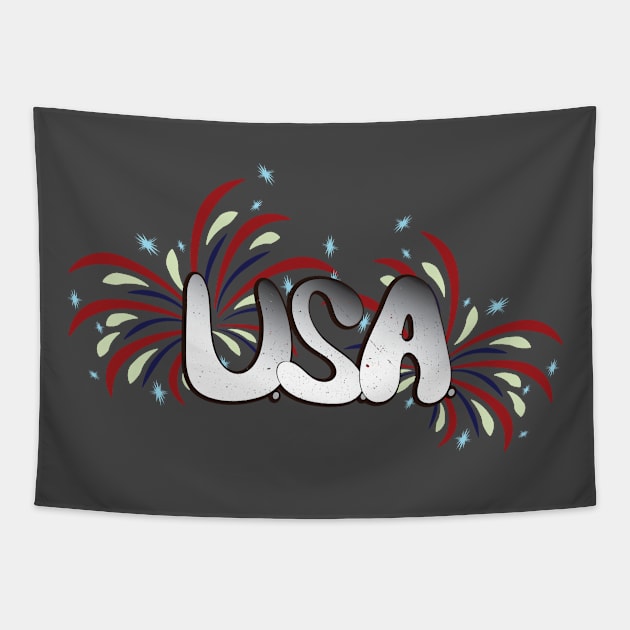 USA Fireworks Tapestry by EdwardLarson