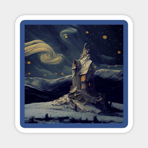 Starry Night Above The Shrieking Shack Magnet by Grassroots Green