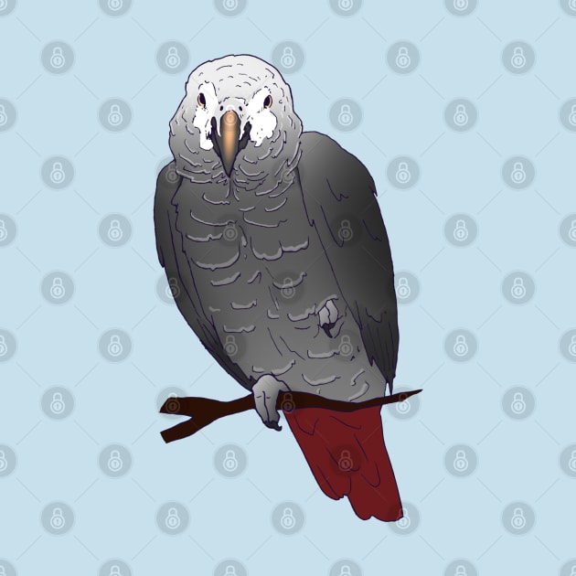 Timneh African Grey Parrot Perching on a Branch by Einstein Parrot