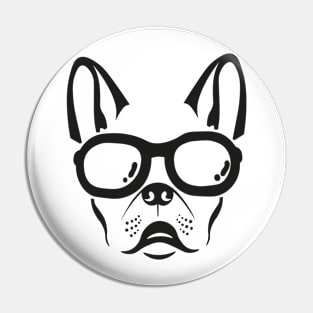 black french bulldog head Pin