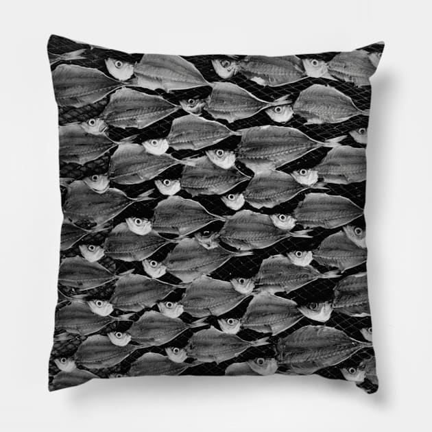 Drying Fish in Portugal Pillow by In Memory of Jerry Frank