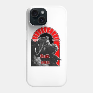 Death rides on a horse and brings his very sharp scythe Phone Case