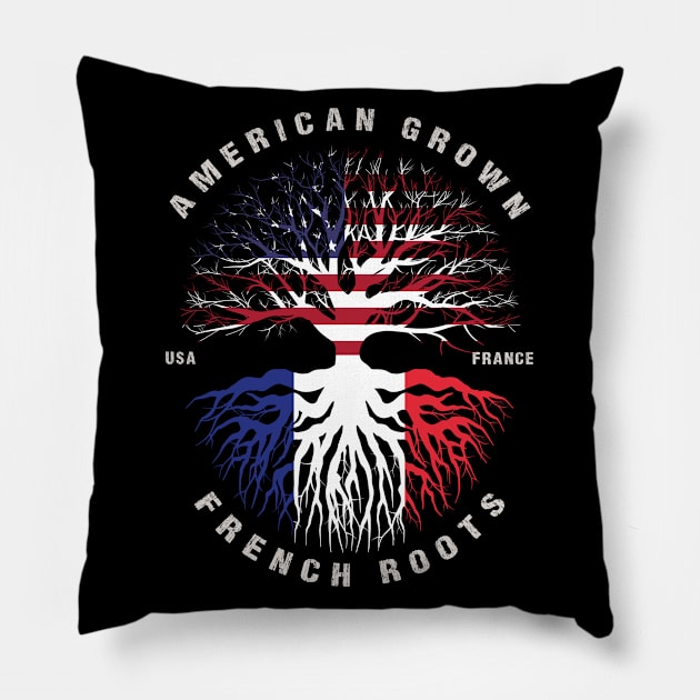 American Grown French Roots France Flag Pillow by heart teeshirt