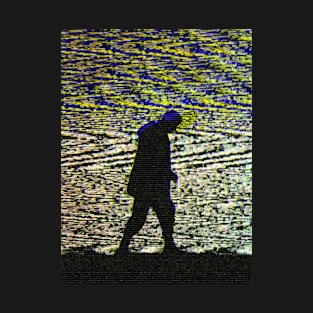 Loneliness // A man walking sadly in this empty and cruel world // Abstract Glitch artwork T-Shirt