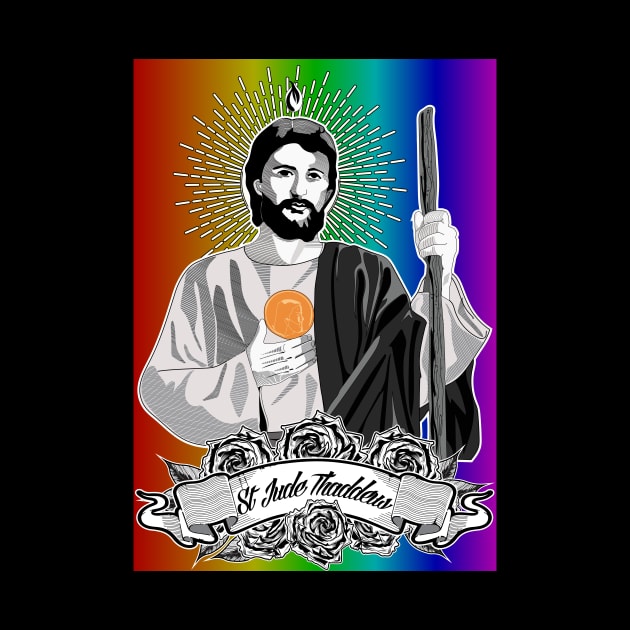 ST. JUDE THADDEUS - RAINBOW BACKGROUND by Obedience │Exalted Apparel