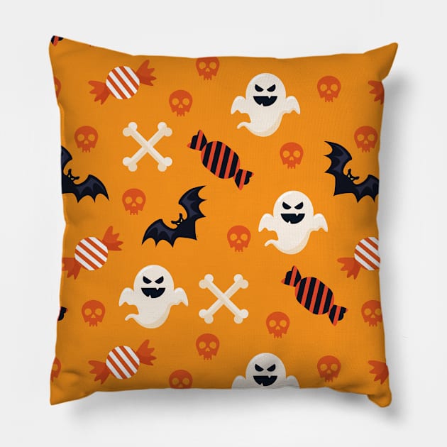 Halloween Seamless Pattern Pillow by aquariart