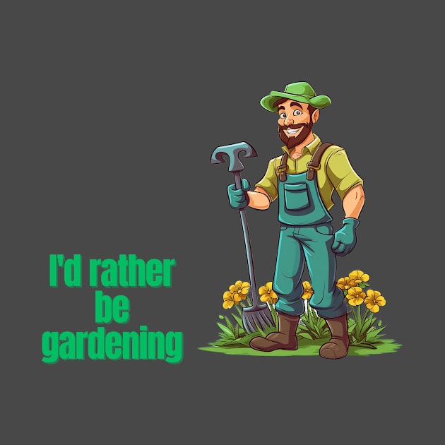 Cartoon design of a male gardener with humorous saying by CPT T's