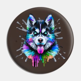 Siberian Husky Happy Dog Colorful Graphic Pin