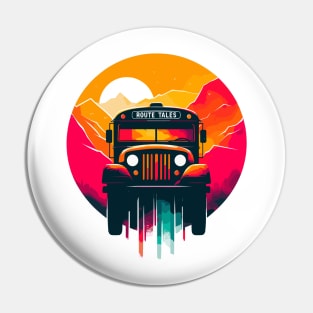 Artistic silhouette of a school bus, Route Tales Pin