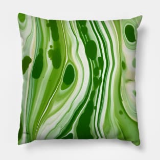 Green Marbling Abstract Swirl Pillow