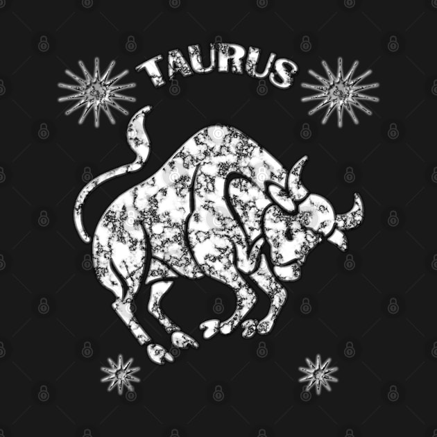 Taurus Astrology Zodiac Sign - Taurus Bull Astrology Birthday Gifts - White - Marble - Stars by CDC Gold Designs