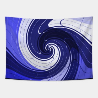 Blue Plaid Ocean Wave Tapestry