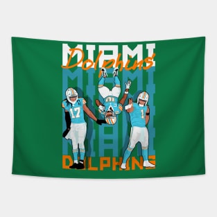 Tua tagovailoa x tyreek hill x jaylen waddle waddle - miami dolphins Tapestry