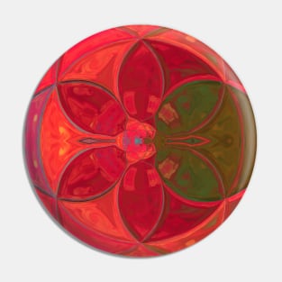 Mosaic Kaleidoscope Flower Red and Green Pin