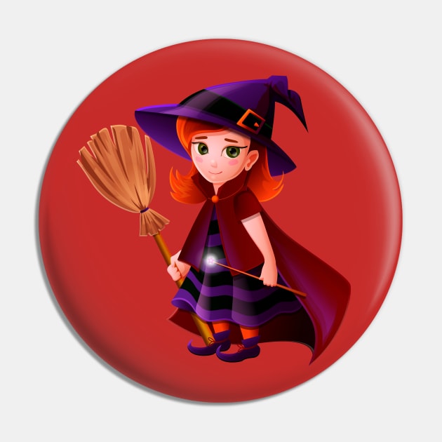 Cute Witch Pin by Mako Design 