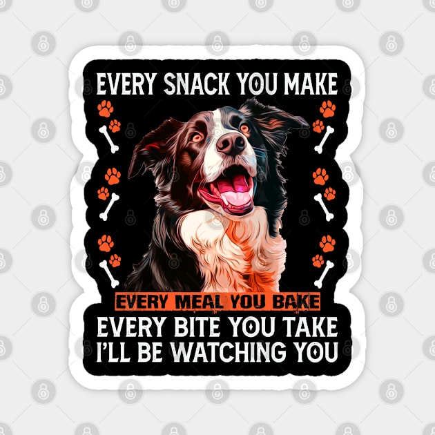 Collie Confidant: I'll Be Watching You on Vibrant Graphic Tee Magnet by HOuseColorFULL