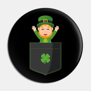 Pocket Leprechaun Funny St Patricks Day Pin