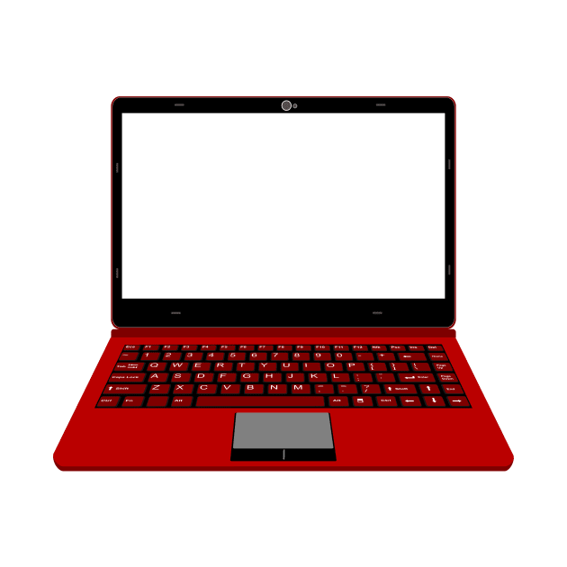 realistic laptop vector illustration in black and red color by asepsarifudin09