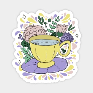 Flowers and Tea Time Magnet