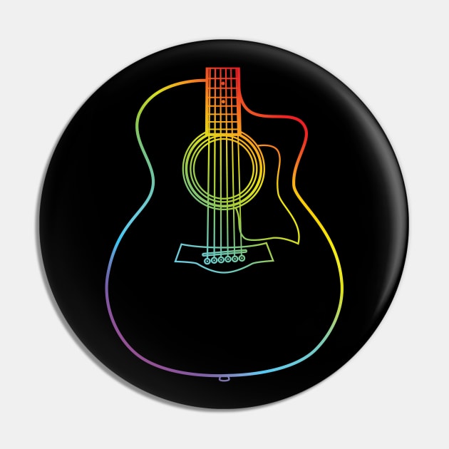 Auditorium Style Acoustic Guitar Body Colorful Outline Pin by nightsworthy