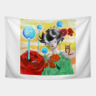 Dreams in Red Flowers Tapestry