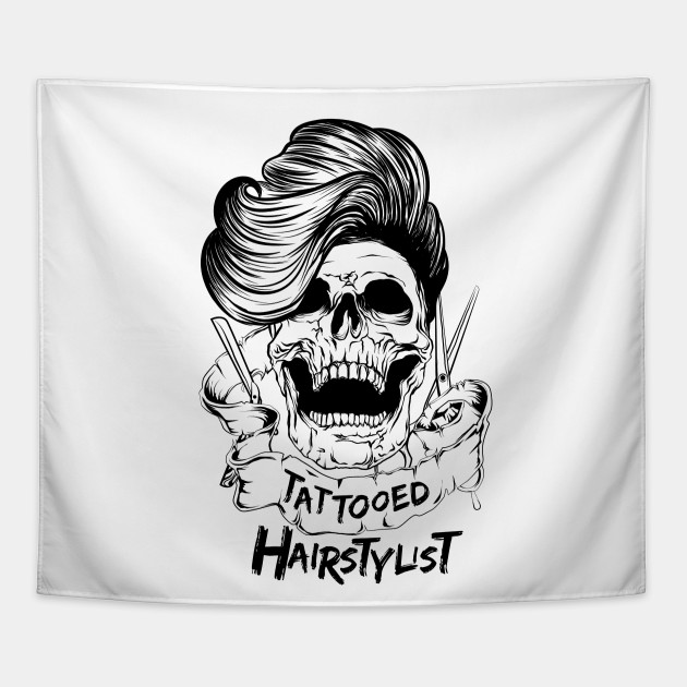 Tattooed Hair Stylist Skull Barber Hairdresser Tattoo Hair