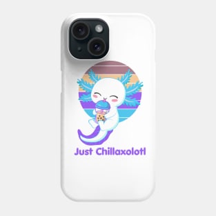 Cute and Funny Kawaii Axolotl with Boba Tea Phone Case