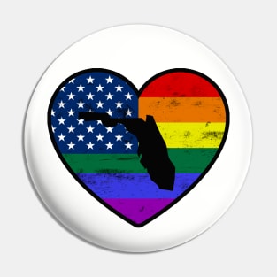 Florida United States Gay Pride Flag Heart Pin