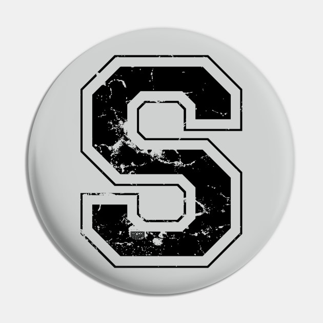 Initial Letter S Black Jersey Sports Athletic Player Pin by porcodiseno
