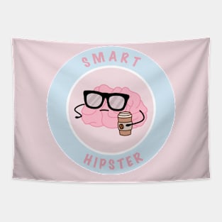 Smart hipster brain cartoon Tapestry