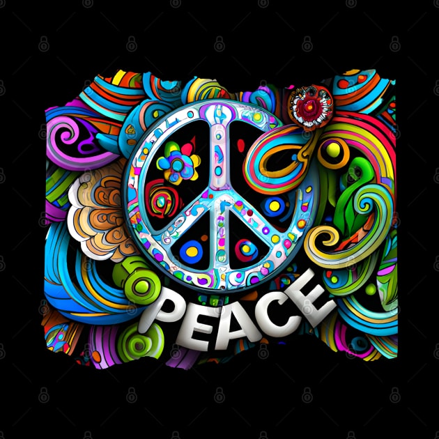 Rainbow PEACE Symbol by AI Art Originals