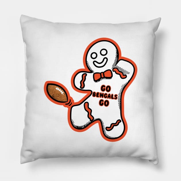Cincinnati Bengals Gingerbread Man Pillow by Rad Love