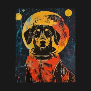 Vintage daschund astronaut portrait T-Shirt