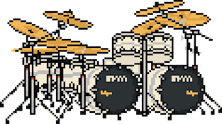 Pixel Silver Zombie Drums Magnet