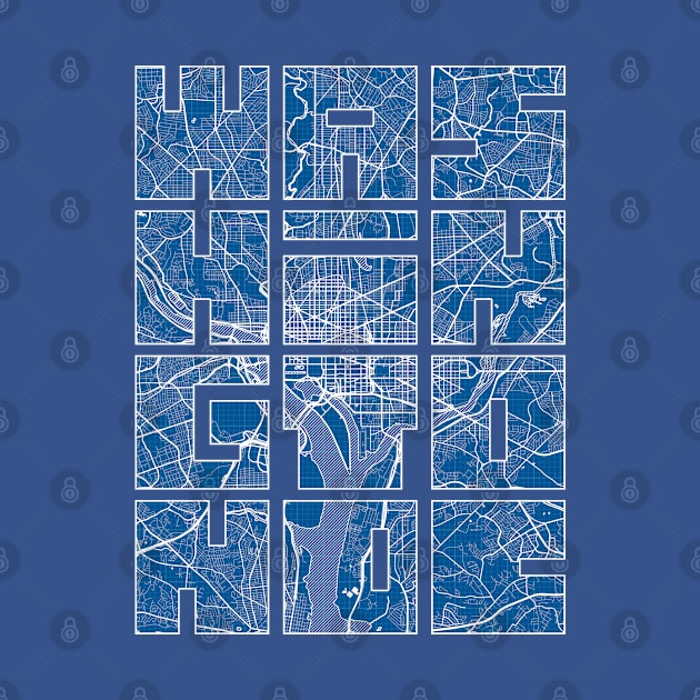 Washington DC, United States City Map Typography - Blueprint by deMAP Studio