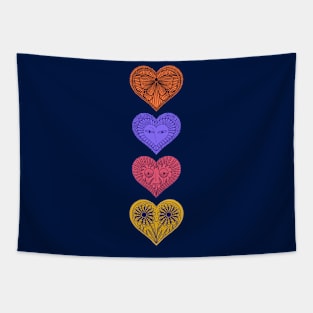 Four love hearts vertically Tapestry