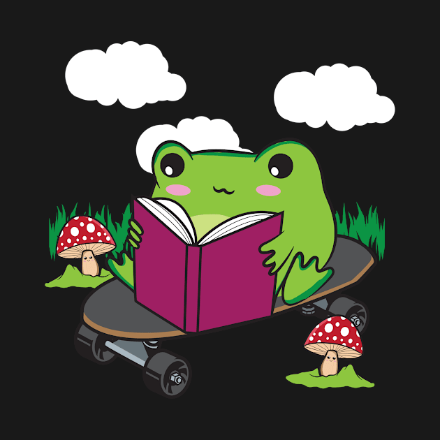 Cottagecore Aesthetic Cute Skateboarding Frog Book by Alex21