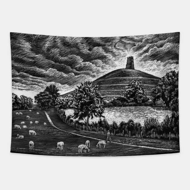 Glastonbury Tor Tapestry by WonderWebb