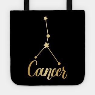 Cancer Zodiac Constellation in Gold - Black Tote