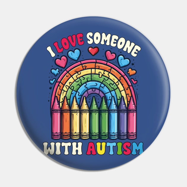 I Love Someone With Autism Puzzle Special Education Teacher Pin by JUST PINK