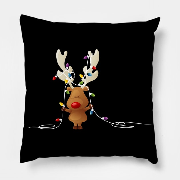 Reindeer Christmas Lights Shirt Merry Christmas Gifts Shirt For Family Pillow by WoowyStore