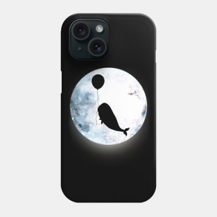 A whale with and  balloon fly to the moon Phone Case