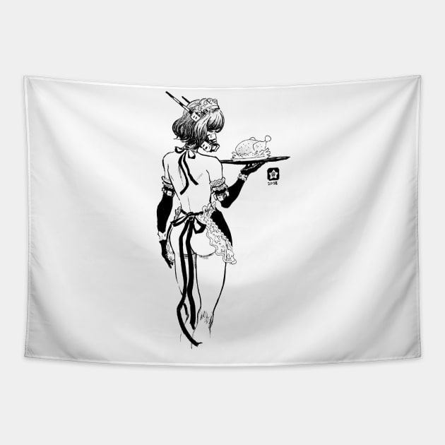 Cyberpunk Maid Tapestry by Novanim