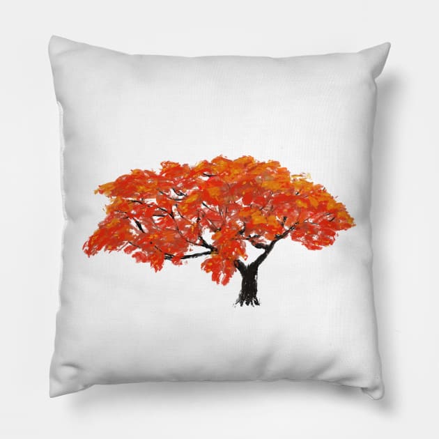 Abstract Flamboyant tree Pillow by gldomenech