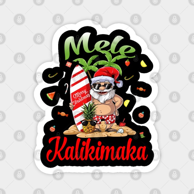 Mele Kalikimaka Christmas Santa Shaka Hawaii Magnet by intelus