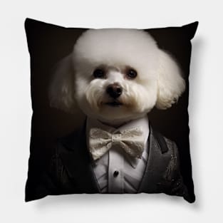 Bichons Frise Dog in Suit Pillow