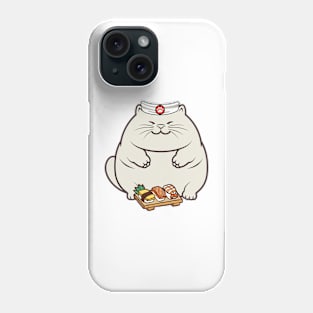 Funny fat cat is a sushi chef Phone Case