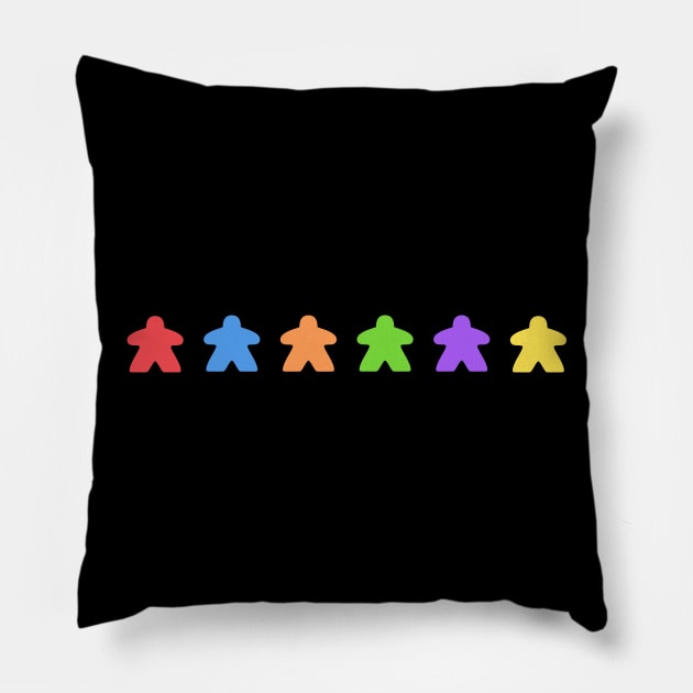 Rainbow Meeples - Board Games and Meeple Addict Pillow by pixeptional