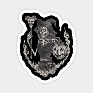 Fantasy witch skull halloween. Magnet